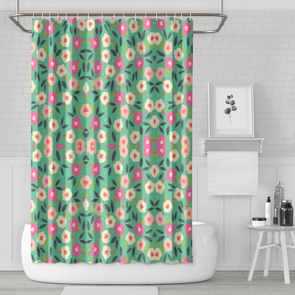 Waterproof Modern Floral Print Shower Curtain 72x72 Inch Boho Style Polyester Unique Shower Curtain for Bathroom Hotel Home Decor with 12 Plastic Hooks