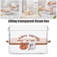thumbnail image 2 of CAROOTU Facial Tissue Dispenser Box with Lifting Wood Lid Clear Square Napkin Organizer, 2 of 6