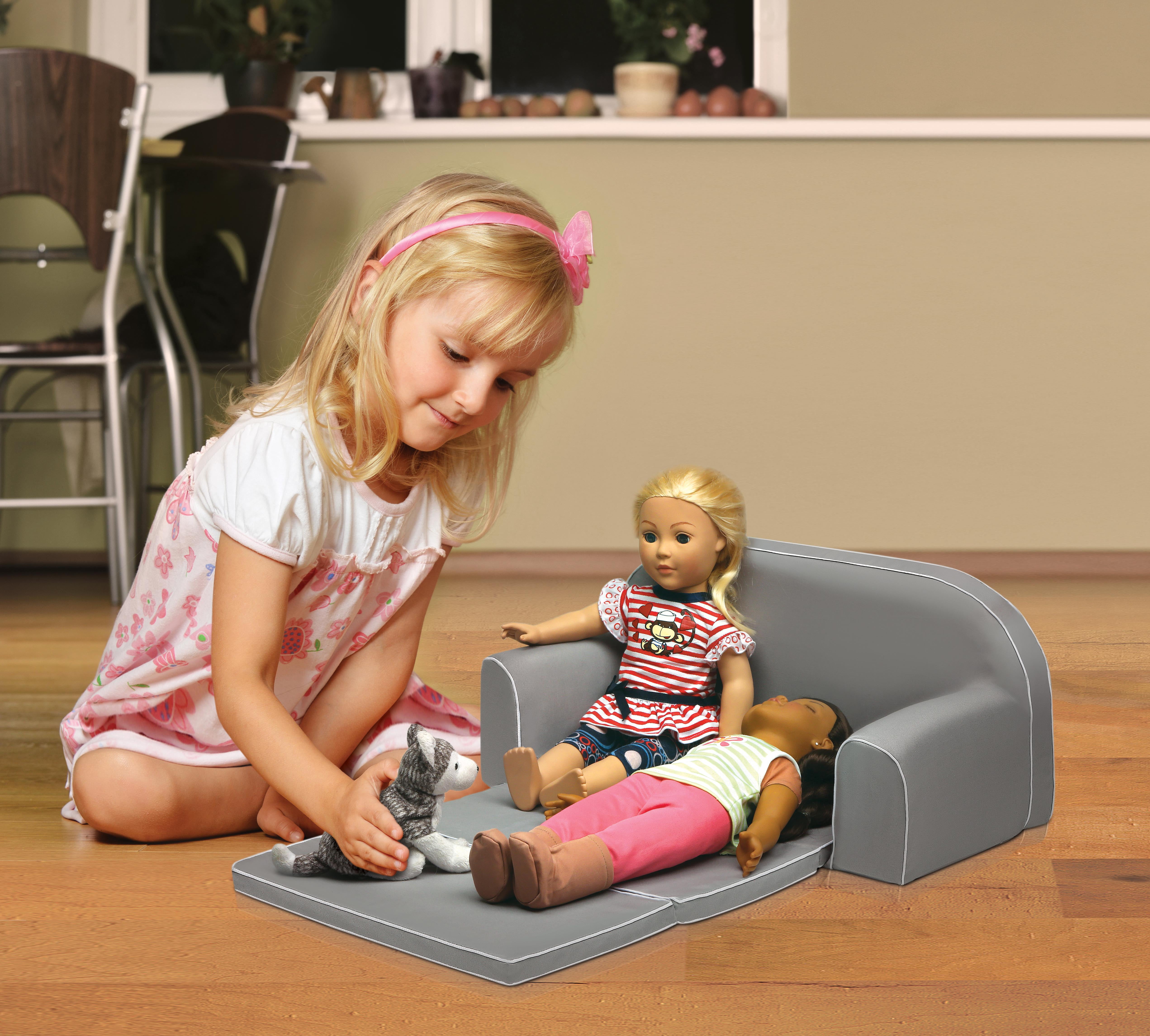 Modern Doll Furniture Play Accs Kids Badger Basket Upholstered