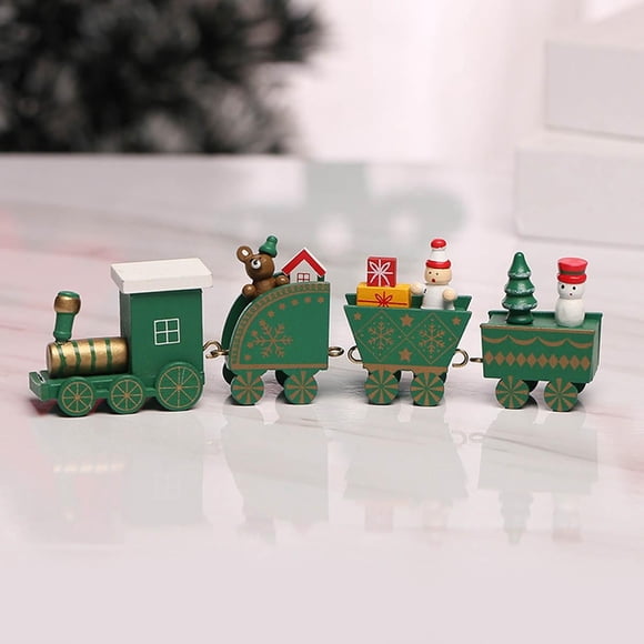 Ornament Wooden Train Toy For Christmas Tabletop Room Decoration Optional Color