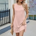 thumbnail image 5 of pstuiky Summer Dresses for Women, Solid Color Casual Dresses Mini Dresses Dressy Sleeveless Crew Neck Sundresses for Women Pink XL, 5 of 7