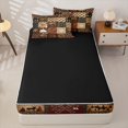 thumbnail image 4 of Erosebridal Cabin Patchwork Zipper Full Size Comforter Sets with Fitted Sheet and 2 Pillowcases,Deer Bear Woodland Print Zipper Bedding Set For Boys,Black Reversible,4 Pieces, 4 of 5