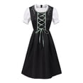 thumbnail image 4 of Bjutir Women'S German Dress Women Casual Solid Dress Strap Waist Short Sleeve Round Neck Apron Dress Two Piece Dress Sets, 4 of 7