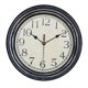thumbnail image 1 of Reloj de pared redondo para colgar, con números arábigos grandes, silencioso y sin tictac para hotel. Plata antigua, 1 of 8