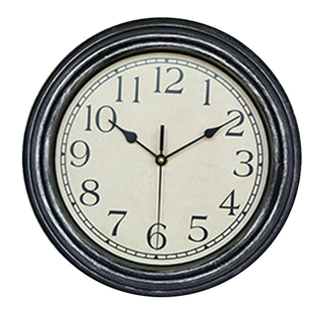 Relojes colgantes antiguos, silenciosos, grandes números arábigos, sin tictac, redondos de 12 pulgadas para pared. Plata antigua