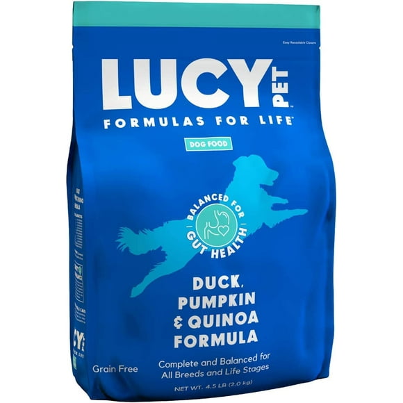Lucy Pet Products Formulas for Life Duck, Pumpkin & Quinoa Dry Dog Food, All Life Stages, Digestive Health, Sensitive Stomach and Skin, 4.5lb bag