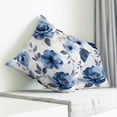 thumbnail image 4 of Throw Pillow Covers 24x24 Inch, Blue Floral Decorative Pillow Cases for Couch Sofa Bed, Watercolor Country Flower Pastoral Rose Cotton Linen Square Home Decor Pillowcases with Hidden Zipper, 4 of 7