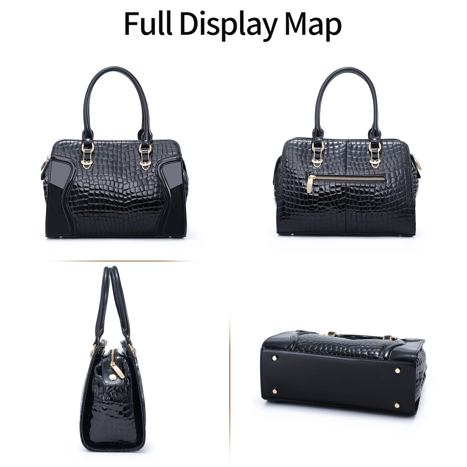 FEIMINA Genuine Leather Tote Bag for Women, Black Large Capacity Crossbody Bag, Handbags Purses for Women
