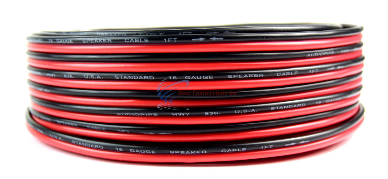 2 Rolls 100 Feet 16 Gauge Audiopipe Red Black 2 Conductor Speaker Wire Zip Cord