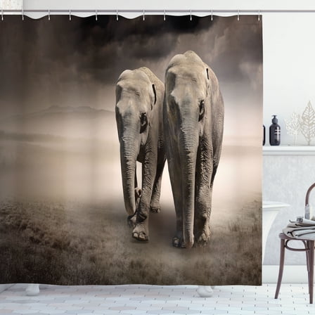 Ambesonne Animal Shower Curtain, Pair of Animals Dust, 69"Wx70"L, Tan Taupe
