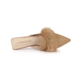 thumbnail image 4 of BLISSFUL STEP Women's Shoes Soft Fur Decor Pointed Toe Slip on Flat Slide Mules Khaki 6, 4 of 6