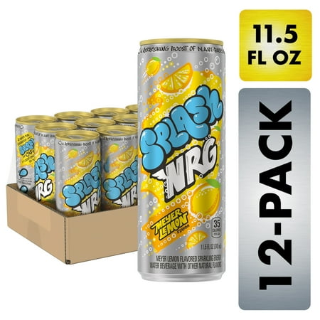 Splash NRG  Meyer Lemon Flavored Sparkling Energy Water Beverage  11.5 Fl Oz Sleek Can (12 Count)