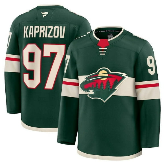 Men's Hockey Jersey Minnesota Wild Kaprizov 97# Adult Sport Player Jersey-Green