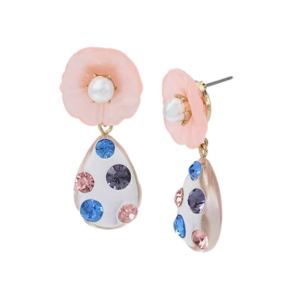 Betsey Johnson Women's Enchanted Flower Drop Earrings Pastel