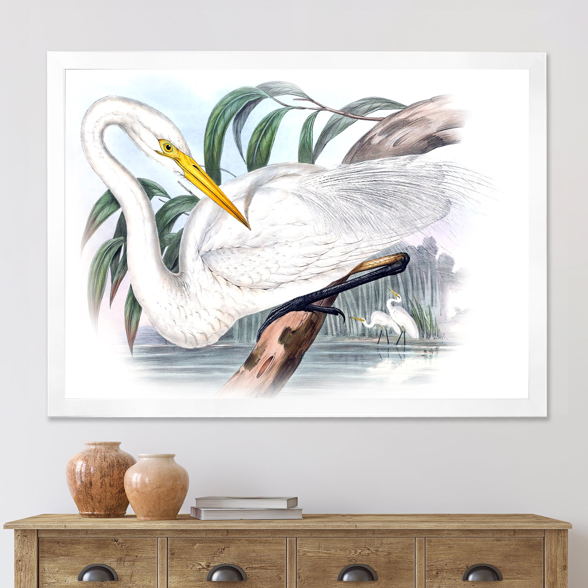 Designart 'Ancient Australian Birds IV' Traditional Framed Art Print
