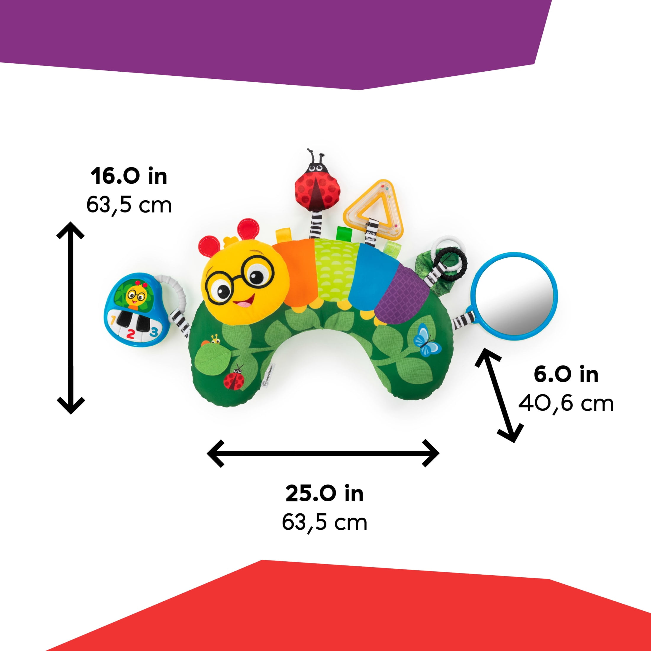 Baby Einstein Cal-a-Pillow Tummy Time Baby Activity Pillow for Ages 0+ Months