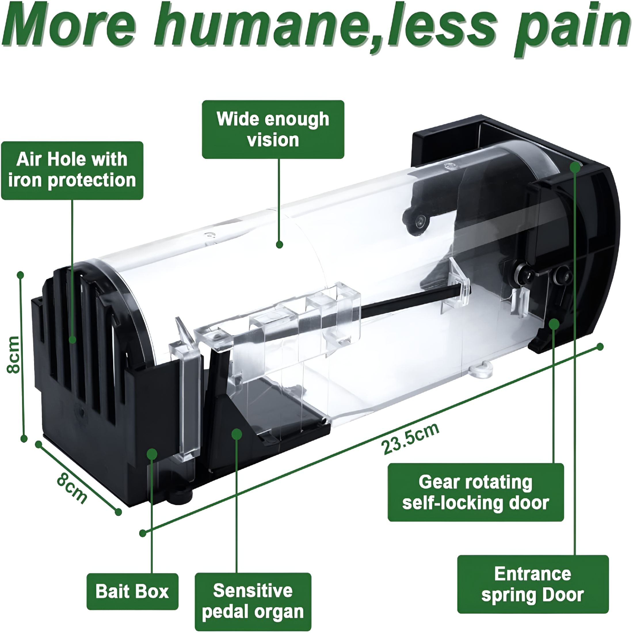 LAMIRO 2 Pack Humane Mouse Traps for Indoors & Outdoors,Easy to Use,No Touch Release,Improved Highly Sensitive,Effective Quick Rodent Catcher Comes with 2 Cleaning Brushes and Instruction Manual