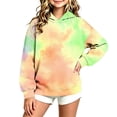 thumbnail image 2 of Hoodies for Girls Nelozsy Girls Gradient Color Hooded Sweatshirt Kids Long Sleeve Loose Pullover Hoodie For Fall Winter Yellow 11-12 Years, 2 of 6