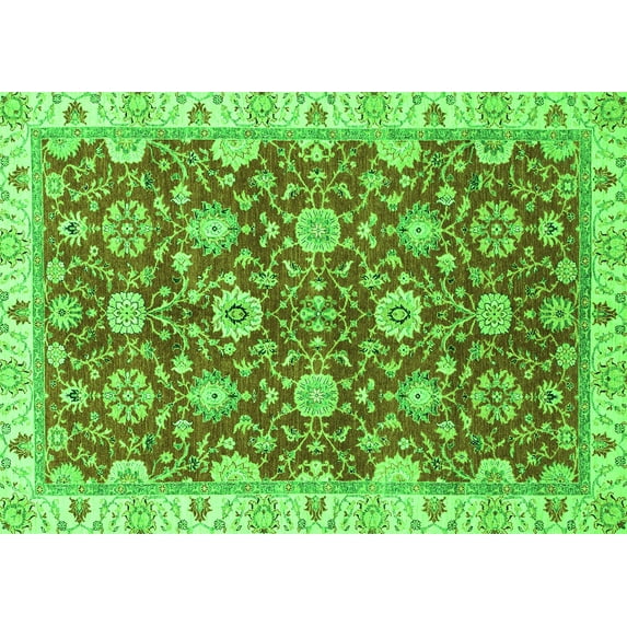 Ahgly Company Indoor Rectangle Oriental Green Traditional Area Rugs, 7' x 10'