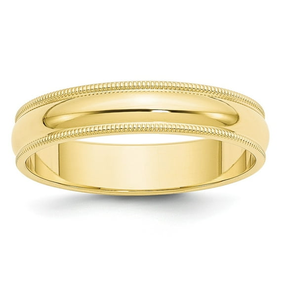10K Yellow Gold Ring Band Wedding Milgrain Standard Half Round