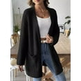 thumbnail image 4 of Open Front Women Casual Fall Sweater Long Sleeve with Pockets Sweater Cardigan Black XL, 4 of 9