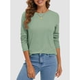 thumbnail image 3 of Womens Long Sleeve Tops Casual Basics Fall Shirts Solid Crewneck T-Shirt, 3 of 6