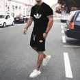 thumbnail image 2 of Conjunto de camiseta y pantalón corto de verano de manga corta, ropa deportiva de fitness y jogging, marca de moda, 2 piezas, novedad 2024, 2 of 4