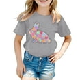 thumbnail image 4 of Teen Girl Tops Easter's Day Short Sleeve Tee for Toddler Cartoon Bunny Active Kids Summer Clothing,Grey,4-5 Years, 4 of 4
