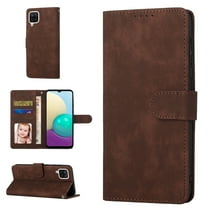 Samsung A12 Wallet Case, Luxury RFID Blocking Card Holder Slot, Stand Premium PU Leather & Soft TPU Back Shockproof Flip Folio Book Magnetic Cover For Samsung Galaxy A12, Coffee