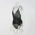 thumbnail image 2 of Women One Piece Lingerie Deep V Teddy Sexy Lace Bodysuit Open Back S-XXL (Black XL), 2 of 10