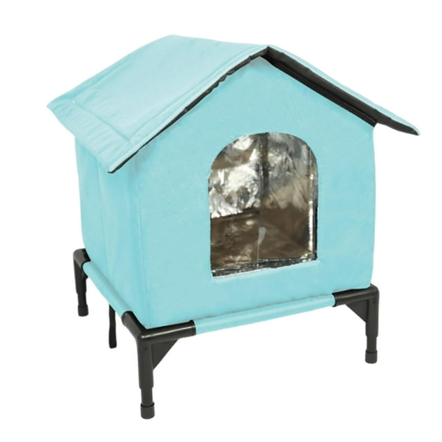 Casa para gatos al libre, casa para gatitos, suministros para mascotas, refugio portátil y cálido para gatos salvajes, casas para mascotas para M Azul