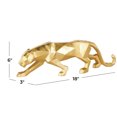 thumbnail image 4 of 18" x 6" Gold Polystone Cubist Leopard Sculpture, by CosmoLiving by Cosmopolitan, 4 of 14