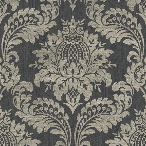 Archive Damask Black and Gold Wallpaper