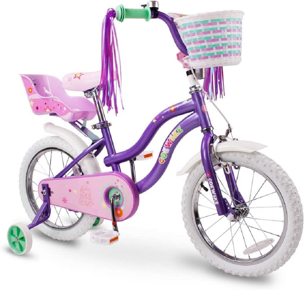 Kids Bike Girls 12 14 16 18 20 Inch Bikes,bicycle for Kids Age 2-12 Year Old,girls Bike with Training Wheels and Water Bottle,Collapsible,kids Bicycle,4 Colours Size:12inch,Color:pink
