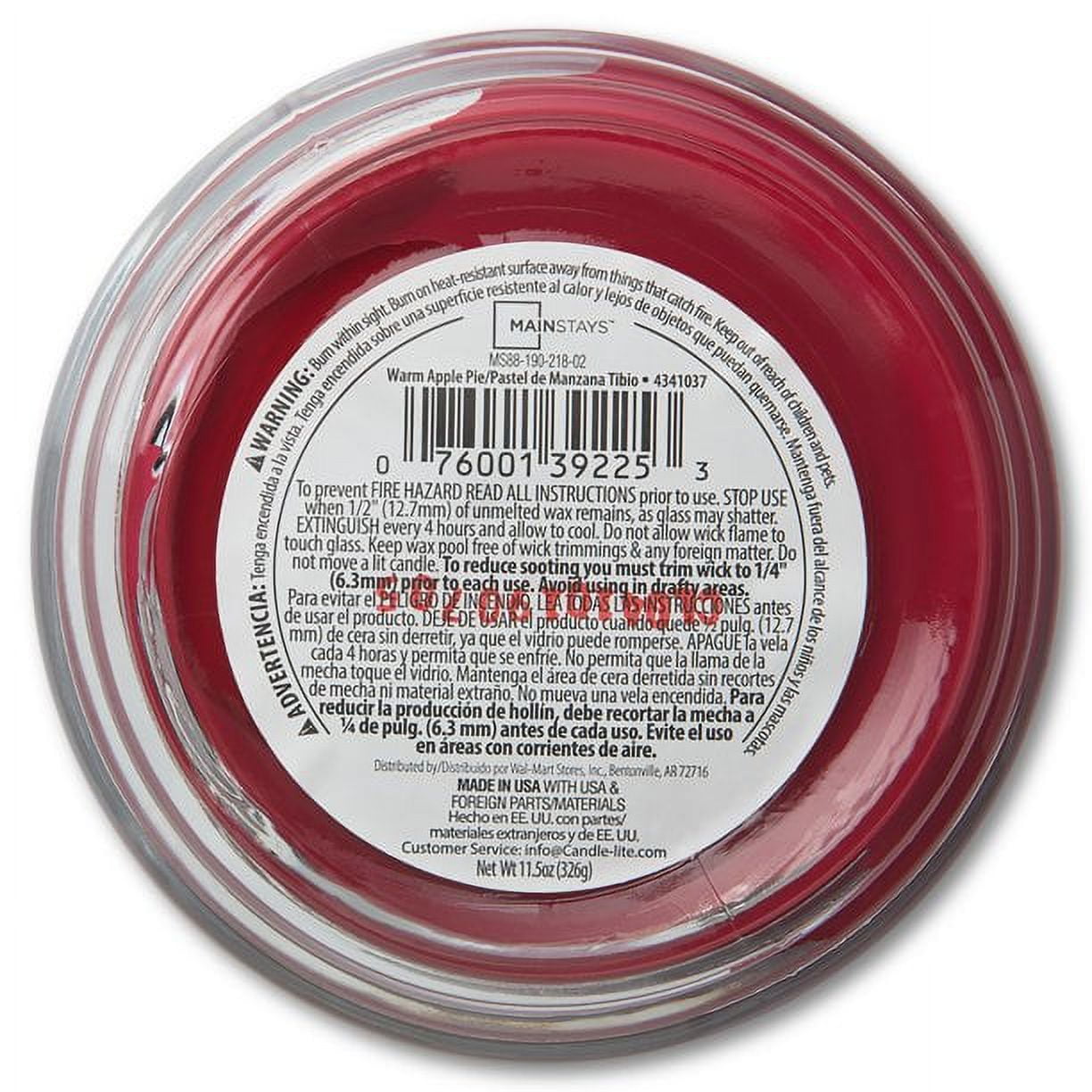 Mainstays Warm Apple Pie Scented 3-Wick Glass Jar Candle, 11.5 oz, 4-Pack