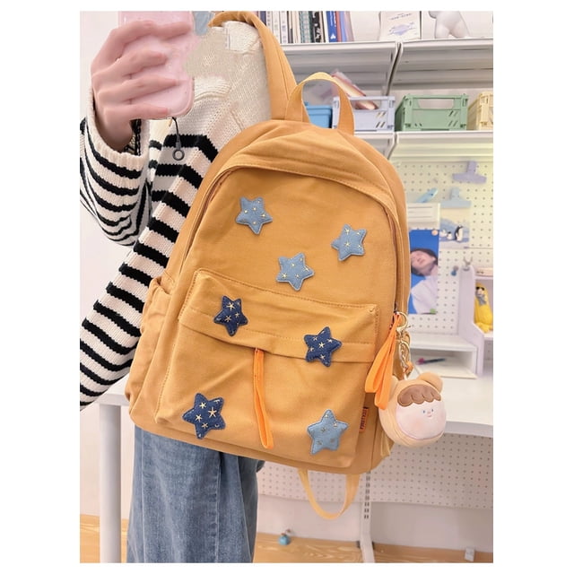 Mochila de estilo lindo para niñas, hecha en casa, con forma de estrella de cinco puntas, mochila para estudiantes universitarios que combina con todo, mochila para escuela secundaria para mujeres