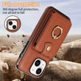 thumbnail image 6 of Phone Case for iPhone 15 Wallet Cell Cover with Crossbody Strap, Ring Stand RFID Blocking Credit Card Holder Shockproof Drop Protective Case for iPhone 15 Women Girls, Brown, 6 of 10
