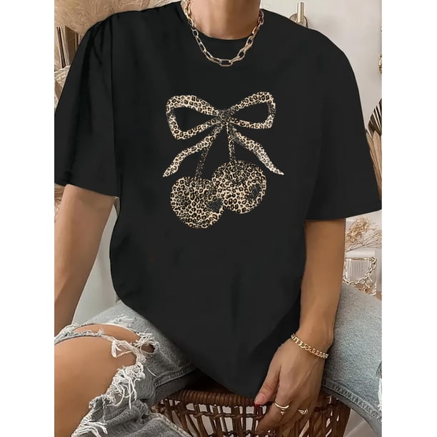 Camiseta De Mujer Camiseta De Verano Para Mujer Para Viajes En La Calle TrabajoDeer Chives Directional Is a Round-Neck Short-Sleeve T-Shirt, a Vintage Casual Printed Top for Women.Father's Day, Moth