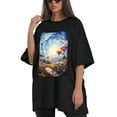 thumbnail image 4 of Plus Size Shirt for Women Oversized Black Tops for Women Short Sleeves Shirt for Women Colorful Flowers2 T Shirt Crewneck Shirt for Women M, 4 of 5
