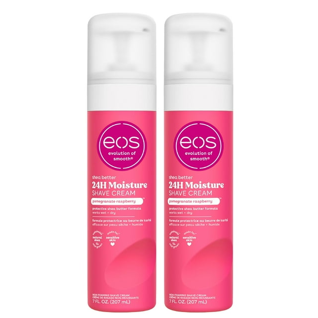 Crema de afeitar eos Shea Better Granada y frambuesa 414 ml, paquete de 2