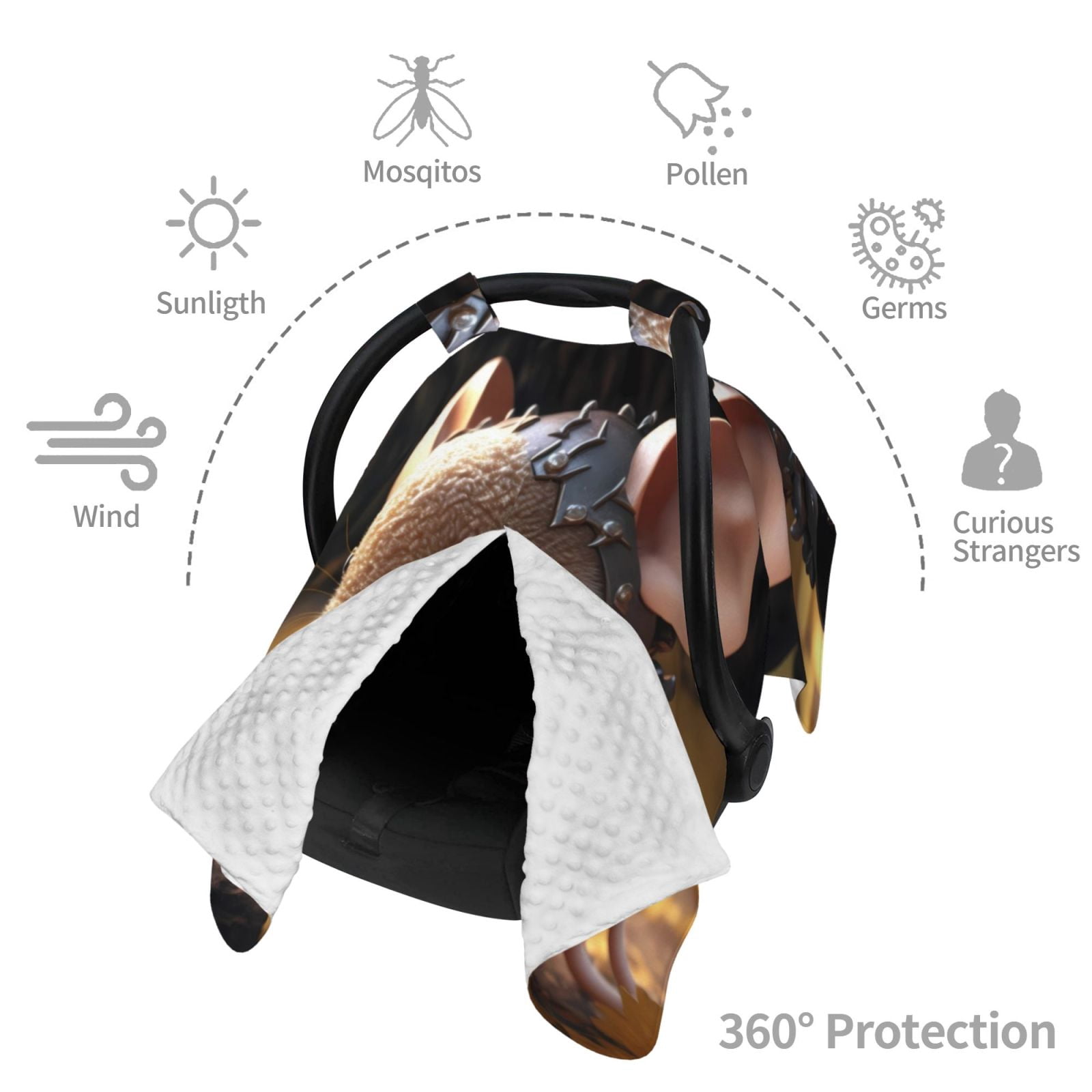 Car Seat Cover Baby - Cute Big-Eared Mouse Breathable Infant Car Seat Cover for Baby Carseat, Lightweight Comfort Baby Essentials Must Haves Newborn Stuff for Girl Boy