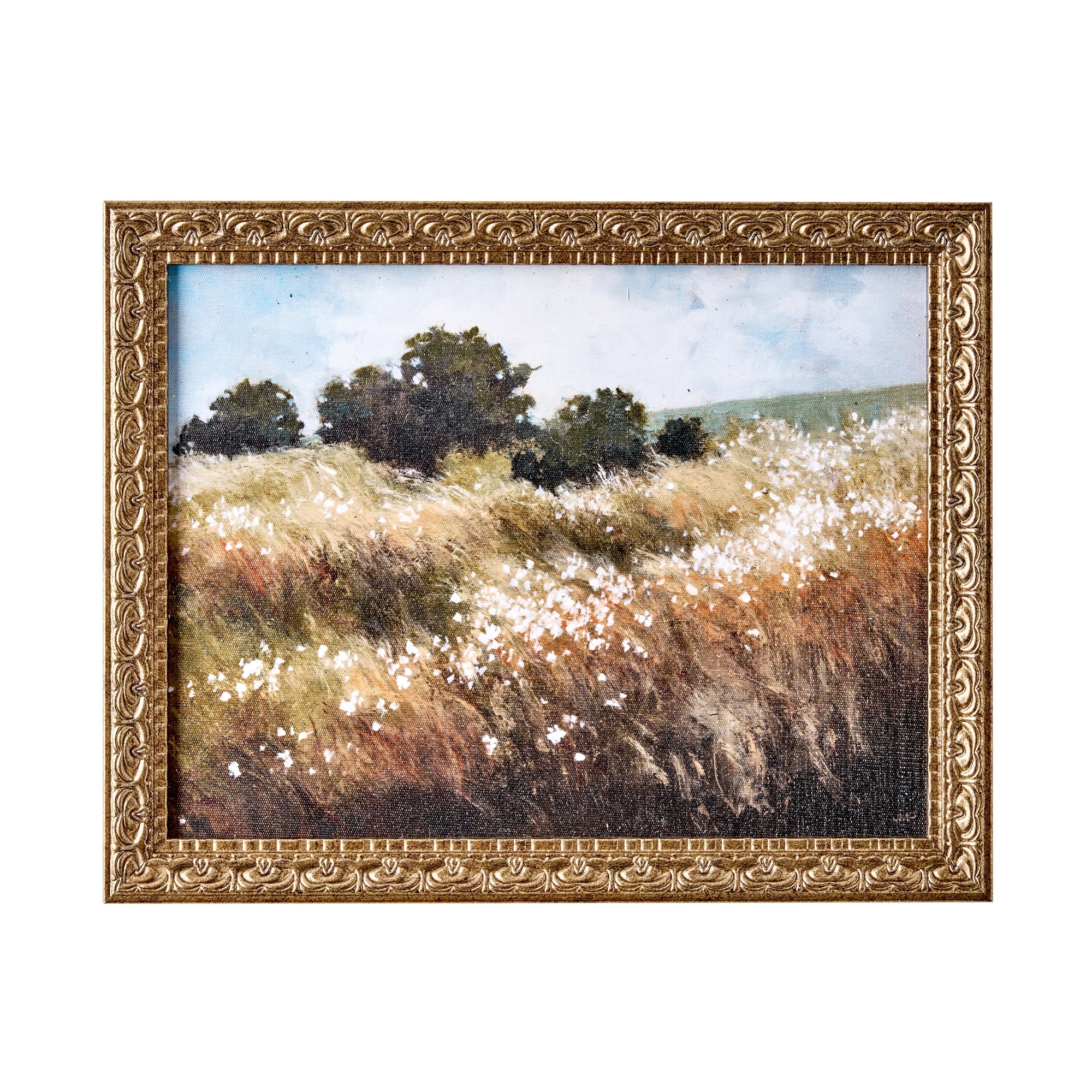 Home Decor Collection Calm Meadow Landscape Wall Art, Nature Canvas Print with Wood Bronze Frame, Farmhouse Decor, 11x14