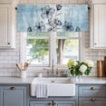 thumbnail image 2 of Blue Flower Farmhouse Short Window Curtain Valances, Retro Gradient Texture Painting Plant Leaf Rod Pocket Kitchen Valances for Living Room Bedroom Bathroom Cafe 42" x 18", 2 of 8
