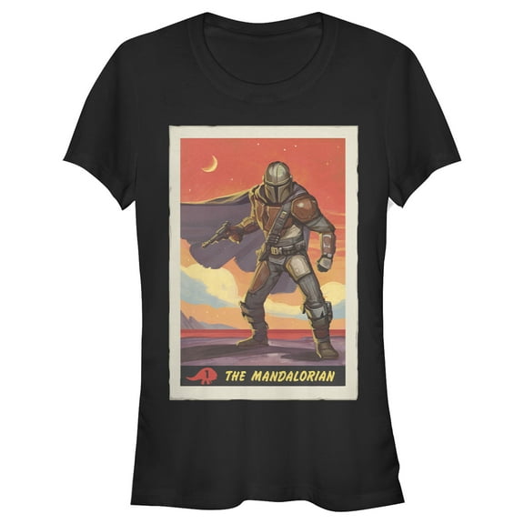 Junior's Star Wars: The Mandalorian Trading Card Graphic Tee Black 2X Large