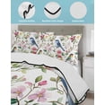 thumbnail image 4 of Quilts Twin Size, Spring Bird Floral Soft Comforter Bedding Set for Bed, Summer Birds Flowers Watercolor Lightweight Quilted Bedspread with Pillow Cover(2 Pieces) for All Season, 68x86 Inch, 4 of 6