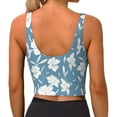 thumbnail image 3 of Bixox Women's Lilies Flowers Pattern Fitness Navel Tank Top U-Back Yoga Tank Top Sweatshirt Sports Bra, 3 of 7