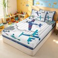 thumbnail image 3 of Erosebridal Cartoon Airplane Zipper Twin Comforter Sets with Fitted Sheet and 2 Pillowcases for Boys Men, Cartoon Cloud Print Zipper Bedding Set, Navy Reversible, 4 Pieces, 3 of 7