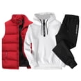 thumbnail image 2 of Conjunto de chándal para hombre, sudadera con capucha y media cremallera, chaleco impermeable de plumas y pantalones de chándal, conjunto de 3 piezas, ropa informal cálida de invierno 2023, 2 of 3