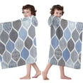 thumbnail image 4 of Blue Geometric Quatrefoil Pattern Hooded Bath Towel，60"x35" for Ages 3 To 12 Kids, Quick Dry Lightweight Soft Microfiber Hood Beach Towel Cover Up for Kids, 4 of 7