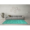 thumbnail image 3 of Ahgly Company Machine Washable Indoor Rectangle Oriental Turquoise Blue Industrial Area Rugs, 3' x 5', 3 of 4